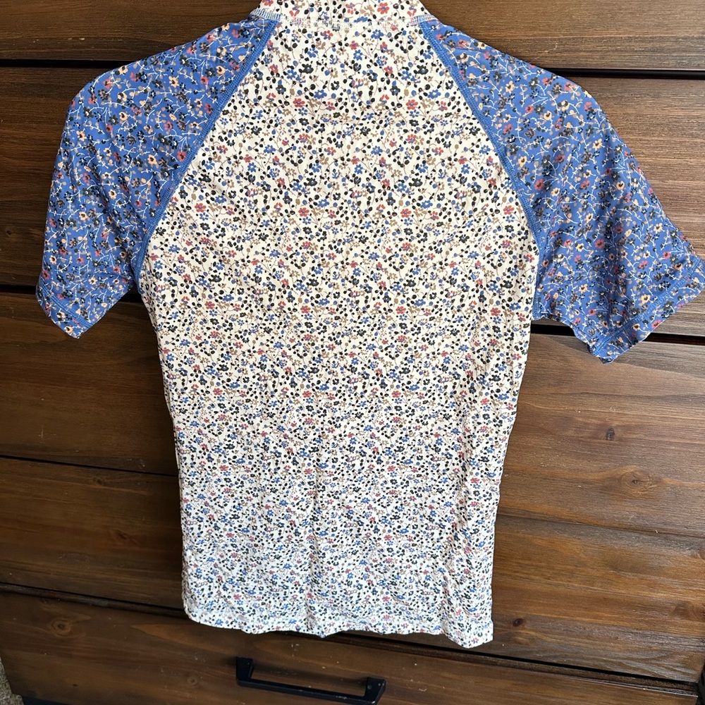 Madewell Blue and Cream Floral Swim Top - Picture 2 of 4